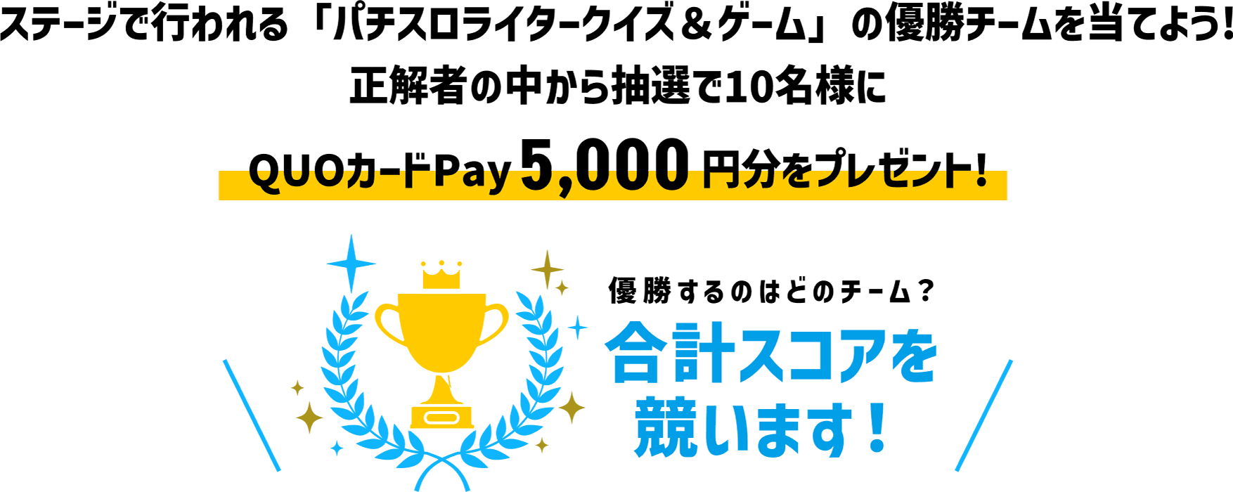 ステージで行われる「パチスロライター クイズ＆ゲーム」の優勝チームを当てよう！